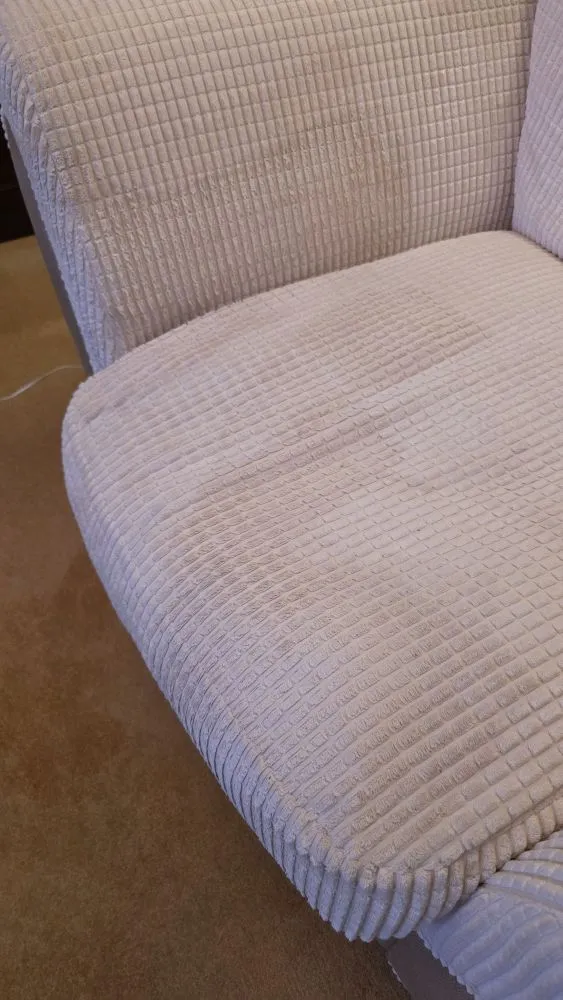 Upholstered armchair in an Ely home looking fresh and hygienic with all blood stains fully removed.