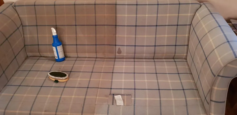 two seater sofa before / after cleaning