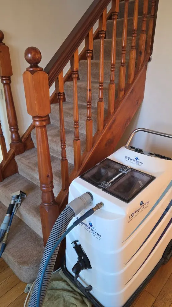 Stairs carpet cleaned by Ely Cleaning Services Ltd