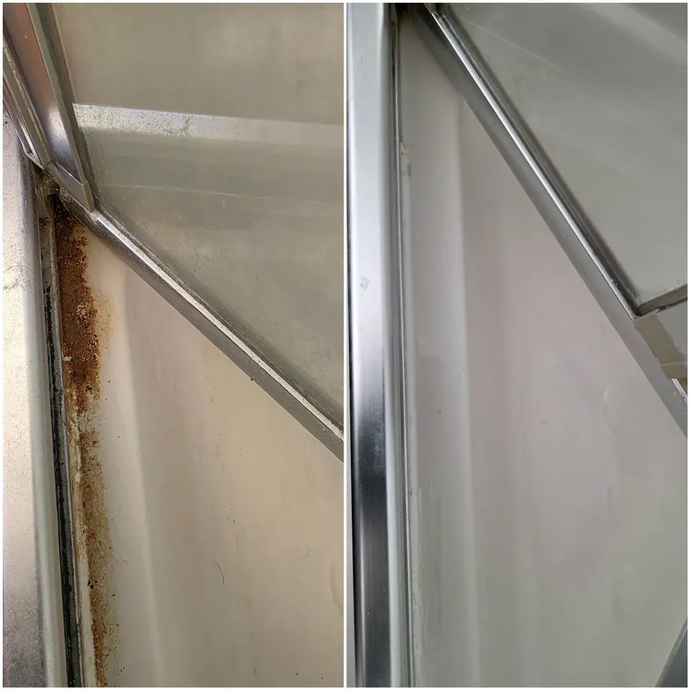 shower professionaly cleaned in Soham, before/after