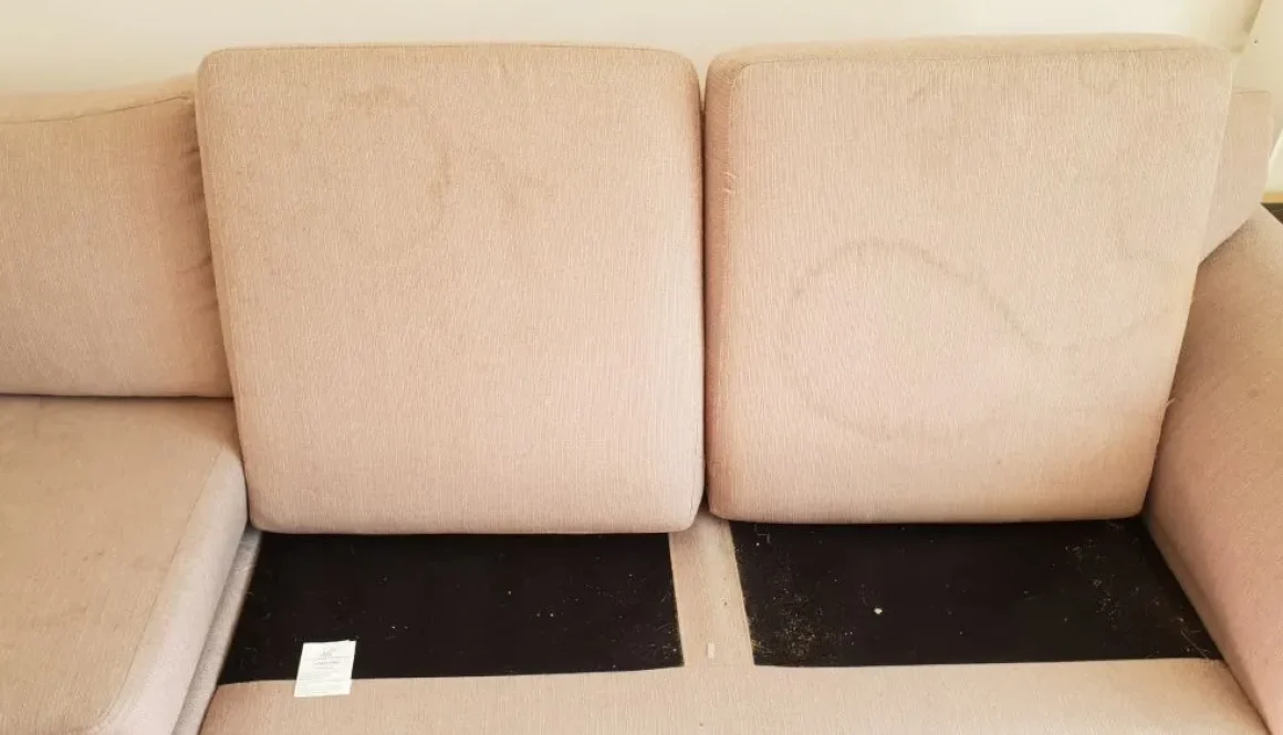 corner sofa heavy stained before cleaning