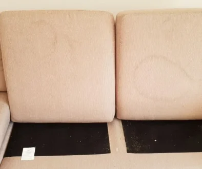 corner sofa heavy stained before cleaning
